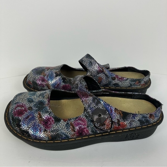 Ingaro Lulu Mary Jane Clogs Mules Slip Resistant Work Shoes Metallic Floral Sz 9 - Picture 1 of 16